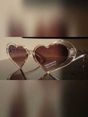 Tilly's Heart-Shaped Clear Pink Frame Sunglasses with Pink Lenses
